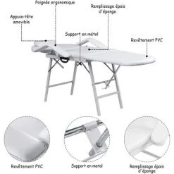 COSTWAY Table De Massage Pliante Lit De Massage Portable Beauté Comestique Charge Max 225 Kg Blanche -Pas Cher Fauteuil Magasin 22747438 3