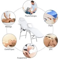 COSTWAY Table De Massage Pliante Lit De Massage Portable Beauté Comestique Charge Max 225 Kg Blanche -Pas Cher Fauteuil Magasin 22747438 4