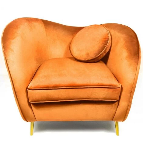 COTECOSY Fauteuil Altess Velours Terracotta Pieds Métal Or - Orange 3 COTECOSY Fauteuil Altess Velours Terracotta Pieds Métal Or - Orange