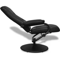 Topdeal Fauteuil TV Avec Repose-pied Noir Similicuir -Pas Cher Fauteuil Magasin 23020641 3