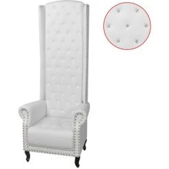 Topdeal Chaise à Dossier Haut Blanc Similicuir