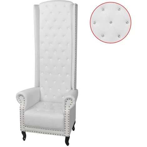 Topdeal Chaise à Dossier Haut Blanc Similicuir 3 Topdeal Chaise à Dossier Haut Blanc Similicuir