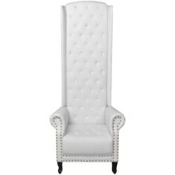 Topdeal Chaise à Dossier Haut Blanc Similicuir 9 Topdeal Chaise à Dossier Haut Blanc Similicuir -Pas Cher Fauteuil Magasin 23023897 3