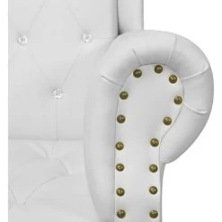 Topdeal Chaise à Dossier Haut Blanc Similicuir 11 Topdeal Chaise à Dossier Haut Blanc Similicuir -Pas Cher Fauteuil Magasin 23023897 5