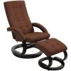 Topdeal Fauteuil Inclinable Avec Repose-pieds Marron Tissu En Daim