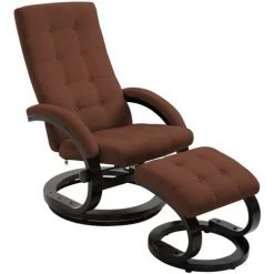 Topdeal Fauteuil Inclinable Avec Repose-pieds Marron Tissu En Daim