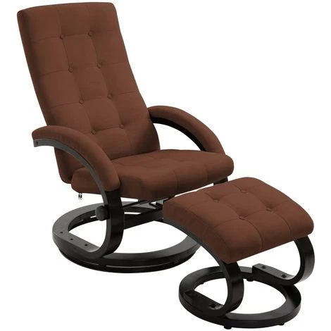 Topdeal Fauteuil Inclinable Avec Repose-pieds Marron Tissu En Daim 3 Topdeal Fauteuil Inclinable Avec Repose-pieds Marron Tissu En Daim