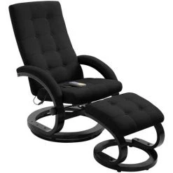 Topdeal Fauteuil De Massage Avec Repose-pieds Noir Tissu En Daim