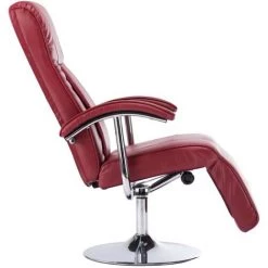 Topdeal Fauteuil TV Rouge Bordeaux Similicuir -Pas Cher Fauteuil Magasin 23078321 5