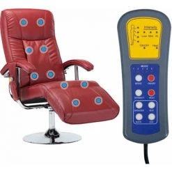 Topdeal Fauteuil De Massage Rouge Bordeaux Similicuir -Pas Cher Fauteuil Magasin 23078463 4