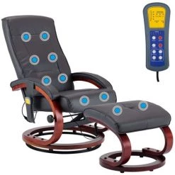 Topdeal Fauteuil De Massage Avec Repose-pieds Gris Similicuir -Pas Cher Fauteuil Magasin 23078623 5