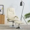 Topdeal Fauteuil De Massage Avec Repose-pied Blanc Cassé Similicuir