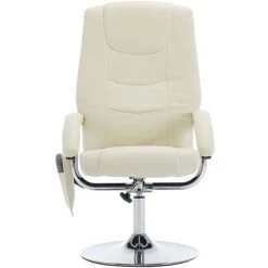 Topdeal Fauteuil De Massage Avec Repose-pied Blanc Cassé Similicuir -Pas Cher Fauteuil Magasin 23079042 4