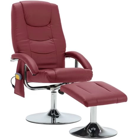 Topdeal Fauteuil De Massage Avec Repose-pied Rouge Bordeaux Similicuir 4 Topdeal Fauteuil De Massage Avec Repose-pied Rouge Bordeaux Similicuir – Image 2