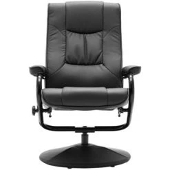 Topdeal Fauteuil TV Avec Repose-pied Gris Similicuir -Pas Cher Fauteuil Magasin 23080115 4