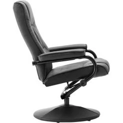 Topdeal Fauteuil TV Avec Repose-pied Gris Similicuir -Pas Cher Fauteuil Magasin 23080115 5