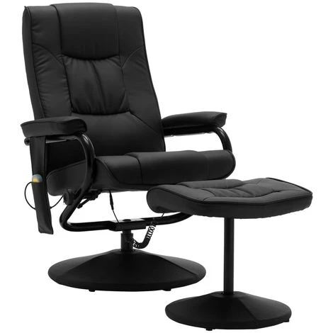 Topdeal Fauteuil De Massage Avec Repose-pied Noir Similicuir 4 Topdeal Fauteuil De Massage Avec Repose-pied Noir Similicuir – Image 2