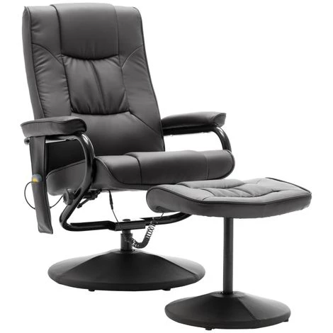 Topdeal Fauteuil De Massage Avec Repose-pied Gris Similicuir 4 Topdeal Fauteuil De Massage Avec Repose-pied Gris Similicuir – Image 2