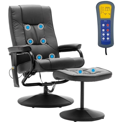 Topdeal Fauteuil De Massage Avec Repose-pied Gris Similicuir 5 Topdeal Fauteuil De Massage Avec Repose-pied Gris Similicuir – Image 3