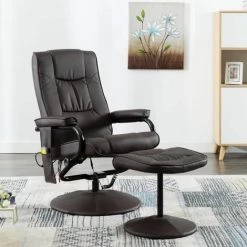 Topdeal Fauteuil De Massage Avec Repose-pied Marron Similicuir