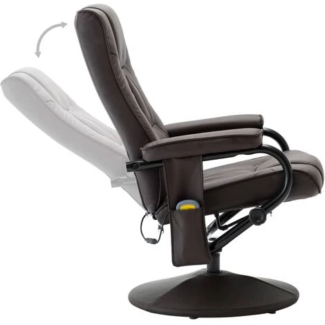 Topdeal Fauteuil De Massage Avec Repose-pied Marron Similicuir 7 Topdeal Fauteuil De Massage Avec Repose-pied Marron Similicuir – Image 5