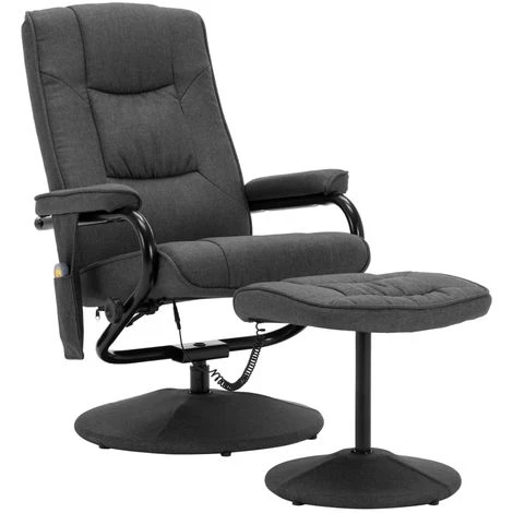 Topdeal Fauteuil De Massage Avec Repose-pied Gris Foncé Tissu 4 Topdeal Fauteuil De Massage Avec Repose-pied Gris Foncé Tissu – Image 2