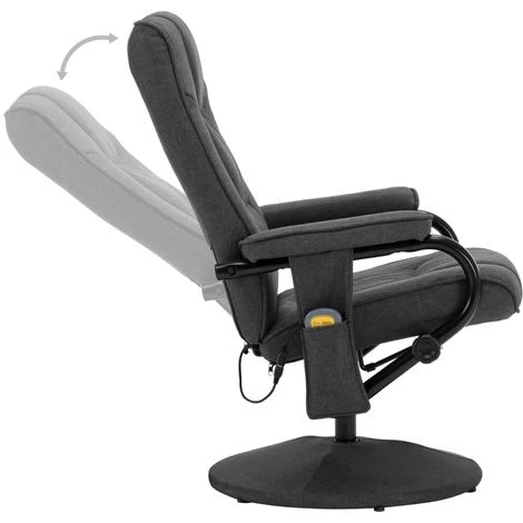 Topdeal Fauteuil De Massage Avec Repose-pied Gris Foncé Tissu 7 Topdeal Fauteuil De Massage Avec Repose-pied Gris Foncé Tissu – Image 5