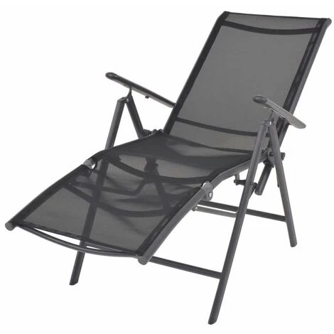 ASUPERMALL Chaise Inclinable De Terrasse Aluminium Et Textilene Noir 7 ASUPERMALL Chaise Inclinable De Terrasse Aluminium Et Textilene Noir – Image 5
