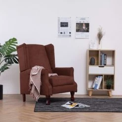 Topdeal Fauteuil Inclinable Marron Tissu