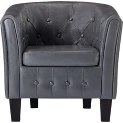 ASUPERMALL Fauteuil Gris Similicuir -Pas Cher Fauteuil Magasin 23398689 3
