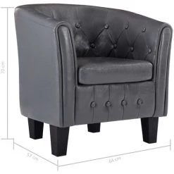 ASUPERMALL Fauteuil Gris Similicuir -Pas Cher Fauteuil Magasin 23398689 5