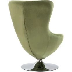 ASUPERMALL Fauteuil Pivotant En Forme D’œuf Avec Coussin Vert Clair Velours -Pas Cher Fauteuil Magasin 23398727 5