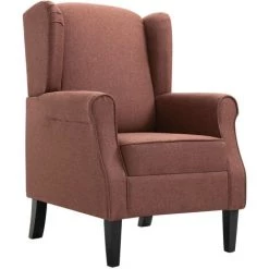 ASUPERMALL Fauteuil Marron Tissu -Pas Cher Fauteuil Magasin 23398740 3