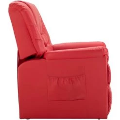 HELLOSHOP26 Fauteuil Chaise Siège Lounge Design Club Sofa Salon Inclinable Rouge Similicuir - Rouge -Pas Cher Fauteuil Magasin 23470915 3