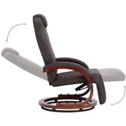 Topdeal Fauteuil Inclinable TV Marron Similicuir -Pas Cher Fauteuil Magasin 23526385 5