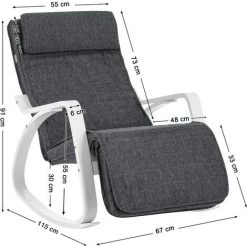 SONGMICS Fauteuil à Bascule En Bois De Bouleau, Chaise Berçante, Avec Repose-Pieds Réglable En 5 Angles, Imitation Lin, Capacité De Charge 150 Kg, Salon, Gris Foncé LYY011G01 - Gris Foncé 11 SONGMICS Fauteuil à Bascule En Bois De Bouleau, Chaise Berçante, Avec Repose-Pieds Réglable En 5 Angles, Imitation Lin, Capacité De Charge 150 Kg, Salon, Gris Foncé LYY011G01 - Gris Foncé -Pas Cher Fauteuil Magasin 23627466 5