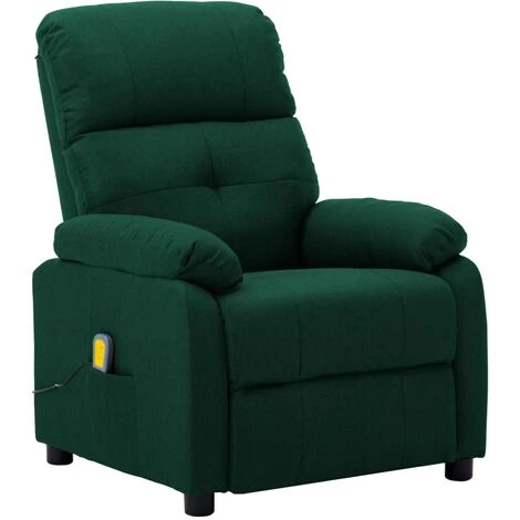 Fauteuil De Massage Tissu Vert Foncé VidaXL 3 Fauteuil De Massage Tissu Vert Foncé VidaXL