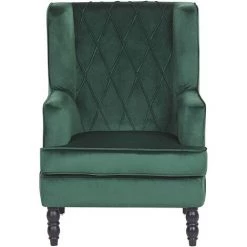 BELIANI Fauteuil Bergère En Velours Vert Avec Repose-pieds Assorti - Vert 7 BELIANI Fauteuil Bergère En Velours Vert Avec Repose-pieds Assorti - Vert -Pas Cher Fauteuil Magasin 23725464 3