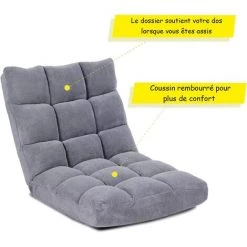 COSTWAY Canapé Paresseux, Tatami Pliable Chaise, 105 X 56 X 15 CM (Gris) 10 COSTWAY Canapé Paresseux, Tatami Pliable Chaise, 105 X 56 X 15 CM (Gris) -Pas Cher Fauteuil Magasin 23967654 4