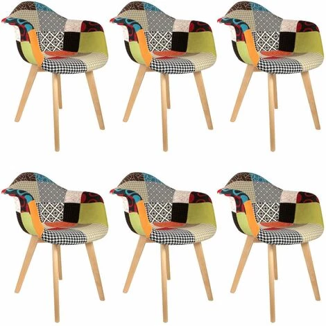 ALTOBUY PATCHWORK - Lot De 6 Fauteuils Scandinaves Multicolore - Multicolore 3 ALTOBUY PATCHWORK - Lot De 6 Fauteuils Scandinaves Multicolore - Multicolore