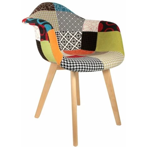 ALTOBUY PATCHWORK - Lot De 6 Fauteuils Scandinaves Multicolore - Multicolore 4 ALTOBUY PATCHWORK - Lot De 6 Fauteuils Scandinaves Multicolore - Multicolore – Image 2