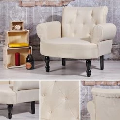 Melko Fauteuil Rembourré De Salle à Manger Crème Fauteuil Textile De Style Baroque Design De Meubles -Pas Cher Fauteuil Magasin 24029869 5