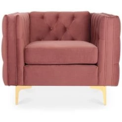 INTENSEDECO Fauteuil Edward Velours Vieux Rose Pieds Doré - Rose 7 INTENSEDECO Fauteuil Edward Velours Vieux Rose Pieds Doré - Rose -Pas Cher Fauteuil Magasin 24094630 2