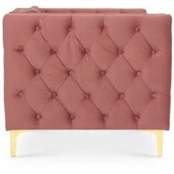 INTENSEDECO Fauteuil Edward Velours Vieux Rose Pieds Doré - Rose 8 INTENSEDECO Fauteuil Edward Velours Vieux Rose Pieds Doré - Rose -Pas Cher Fauteuil Magasin 24094630 3