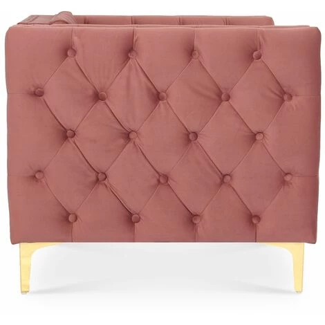 INTENSEDECO Fauteuil Edward Velours Vieux Rose Pieds Doré - Rose 5 INTENSEDECO Fauteuil Edward Velours Vieux Rose Pieds Doré - Rose – Image 3
