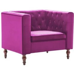 HELLOSHOP26 Fauteuil Chaise Siège Lounge Design Club Sofa Salon Revêtement En Velours Violet - Violet