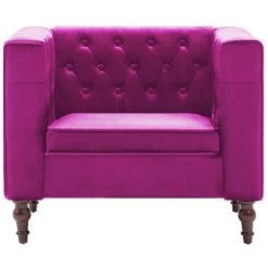 HELLOSHOP26 Fauteuil Chaise Siège Lounge Design Club Sofa Salon Revêtement En Velours Violet - Violet -Pas Cher Fauteuil Magasin 24110105 3