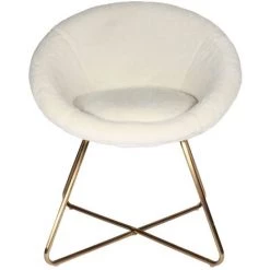 THE HOME DECO FACTORY Fauteuil Design Effet Fourrure Aurea - 58 X 65 X 74 - Blanc -Pas Cher Fauteuil Magasin 24239023 2