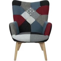 THE HOME DECO FACTORY Fauteuil Design Patchwork Milano - 72 X 80 X 99 - Gris -Pas Cher Fauteuil Magasin 24239613 2