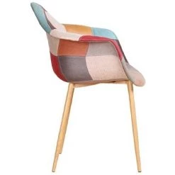 ZONS Fauteuil Oraz Patchwork Rouge - Terracotta - Brun Et Assorti -Pas Cher Fauteuil Magasin 24302888 2